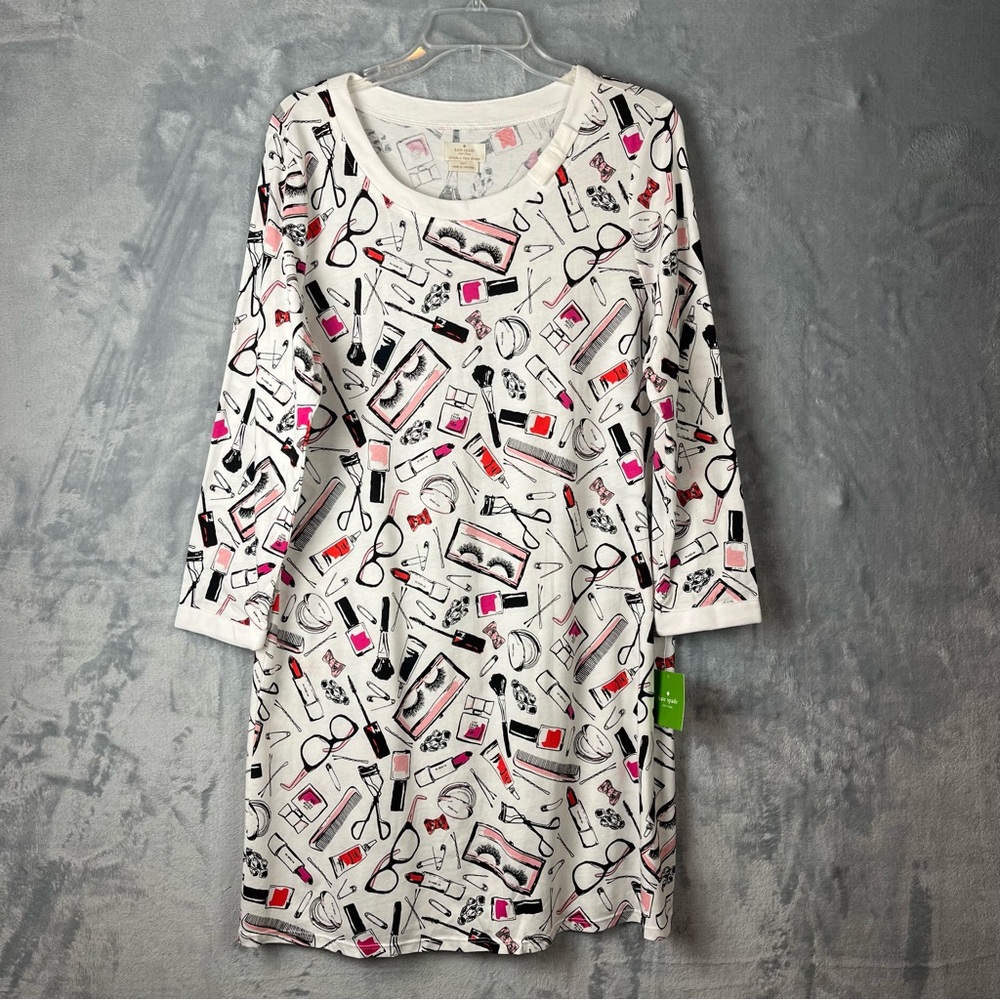 NWT Kate Spade Dream A Little Dream Nightshirt Sz Large Multicolor Lipstick - Picture 2 of 14